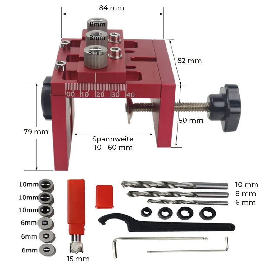 Abnehmbare 3in1 Dübel Bohrführung