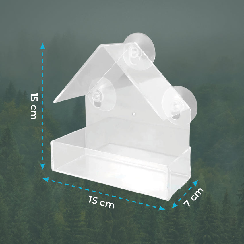 Transparentes Fenster-Futterhaus für Wildvögel